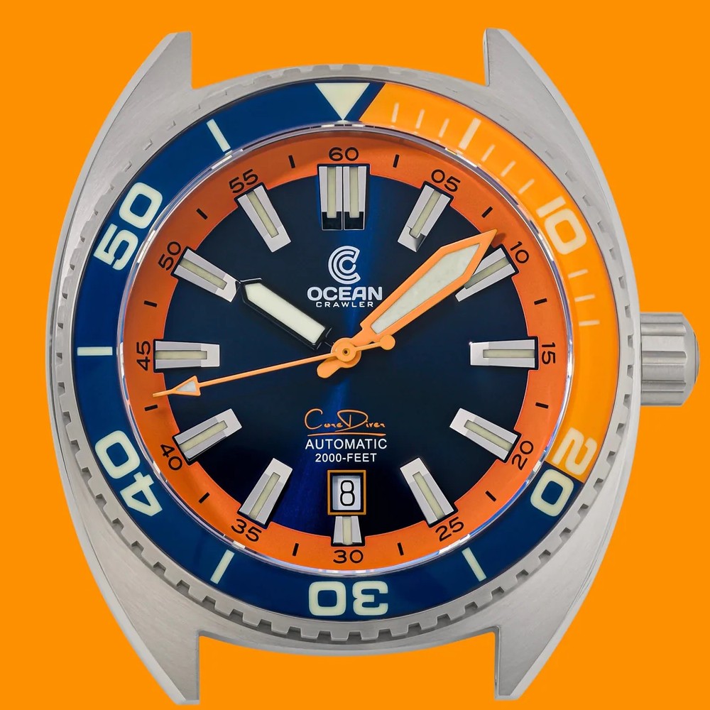 Ocean Crawler Core Diver 2024 Blue/Orange 44mm Automatic Men Watch Swiss SW200-1