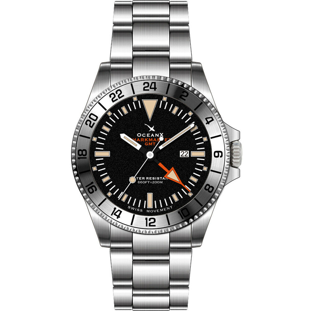 OceanX Sharkmaster GMT Swiss Movement Men\'s Diver Watch 42mm SMS-GMT-111