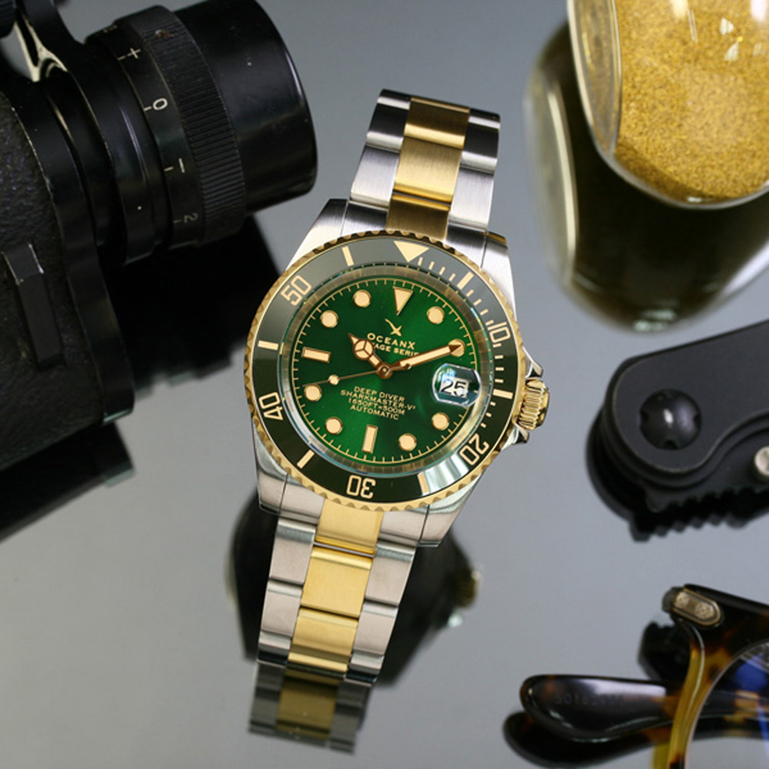 OceanX Sharkmaster-V2 Men's Diver Watch 40mm Two-Tone V2SMS532