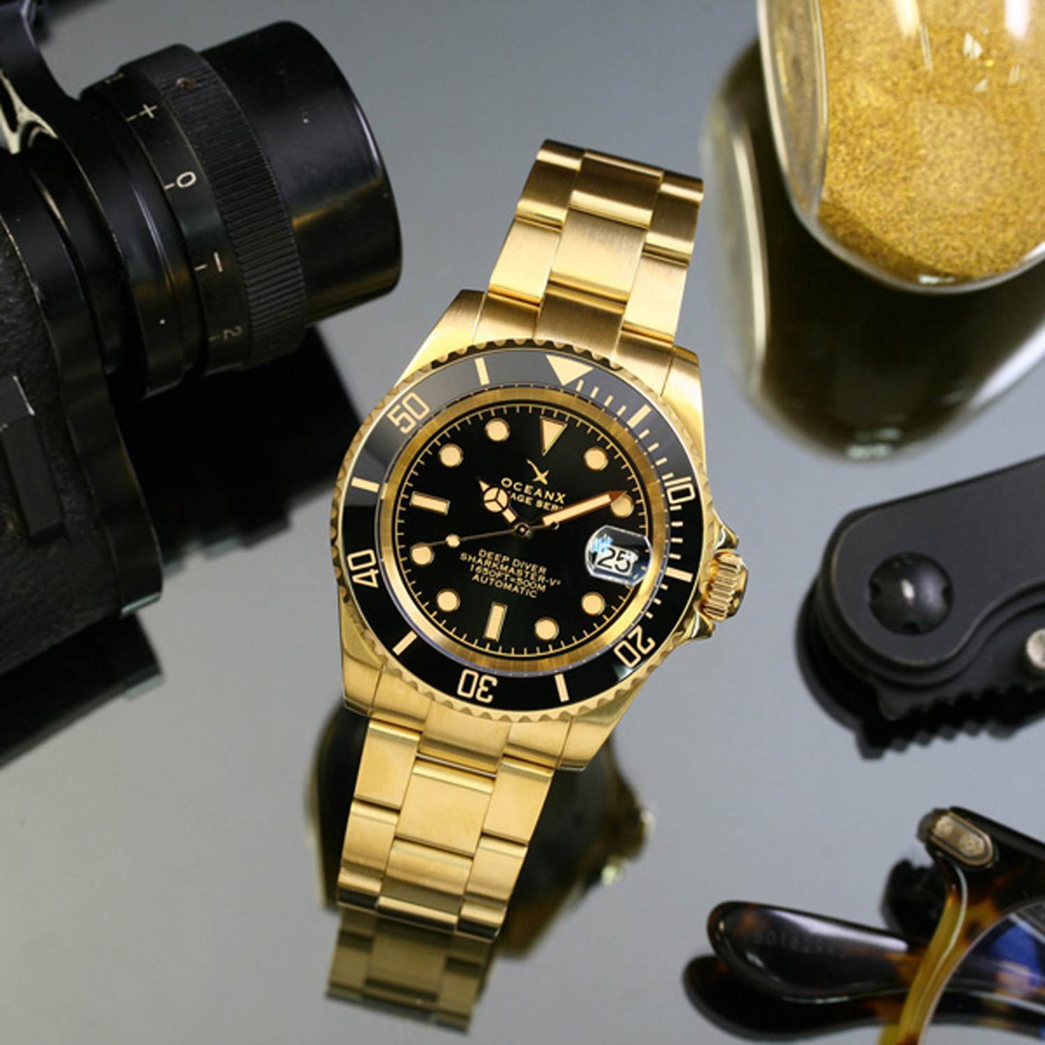OceanX Sharkmaster-V2 Men's Diver Watch 40mm Black Dial / Black Bezel V2SMS511