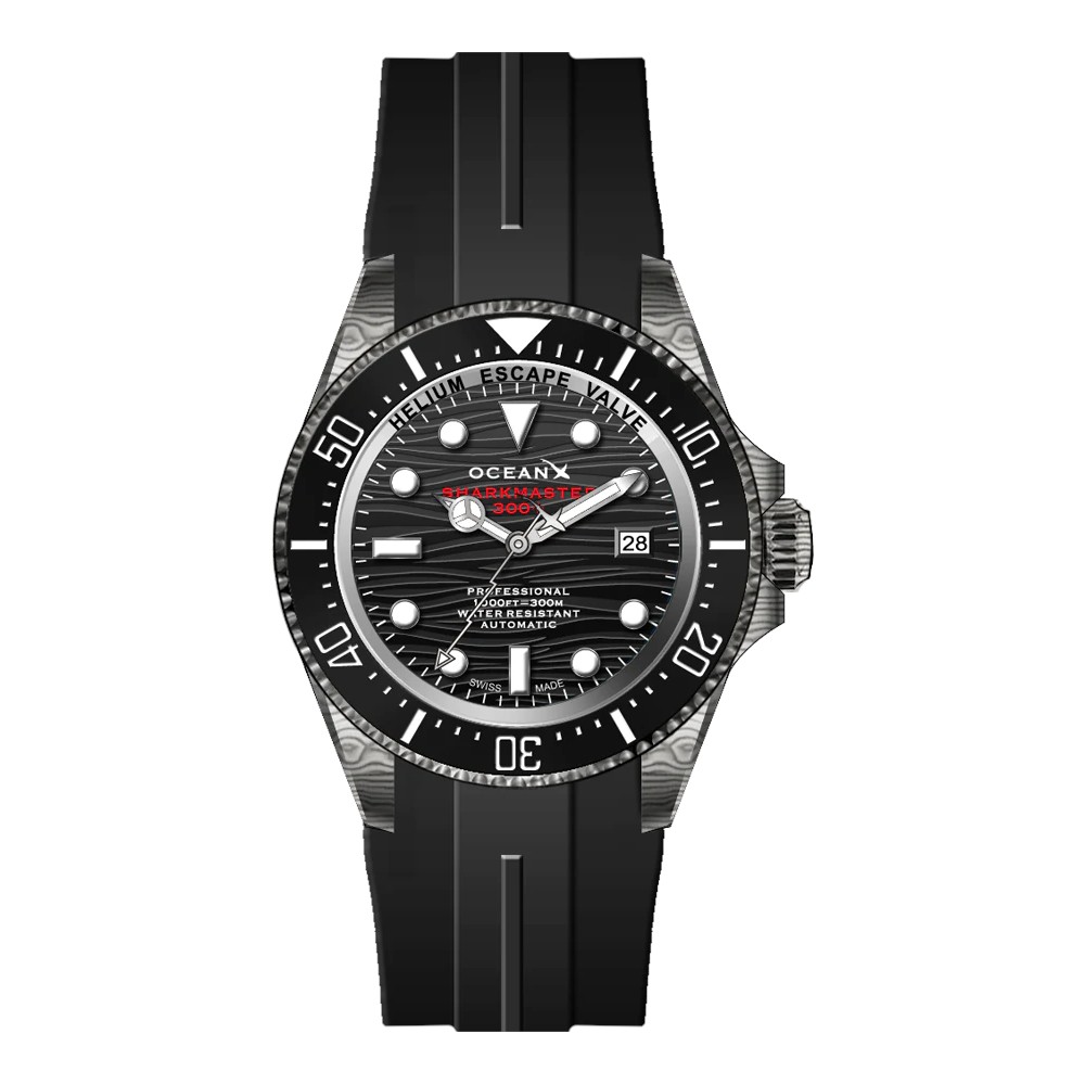 OceanX Sharkmaster 300+ SE 44mm Men's Diver Watch Damascus Special Edition SMS323