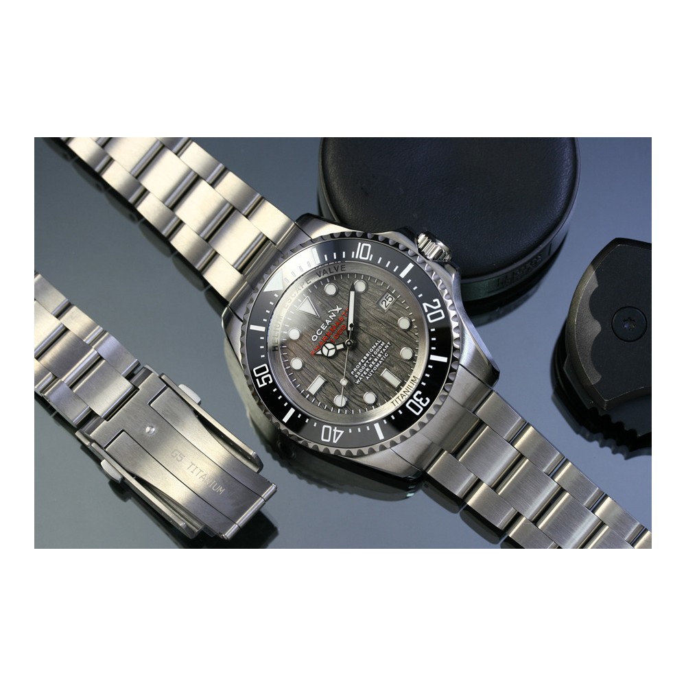OceanX Sharkmaster 1000 Titanium Automatic Mens Diver Watch Grey Birch SMTi1011
