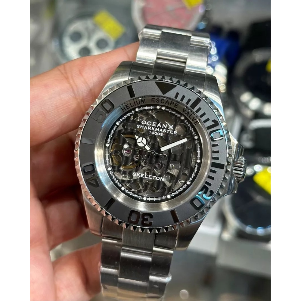 OceanX Sharkmaster 1000 44mm Automatic Men Diver Skeleton Watch SMS1014S Limited