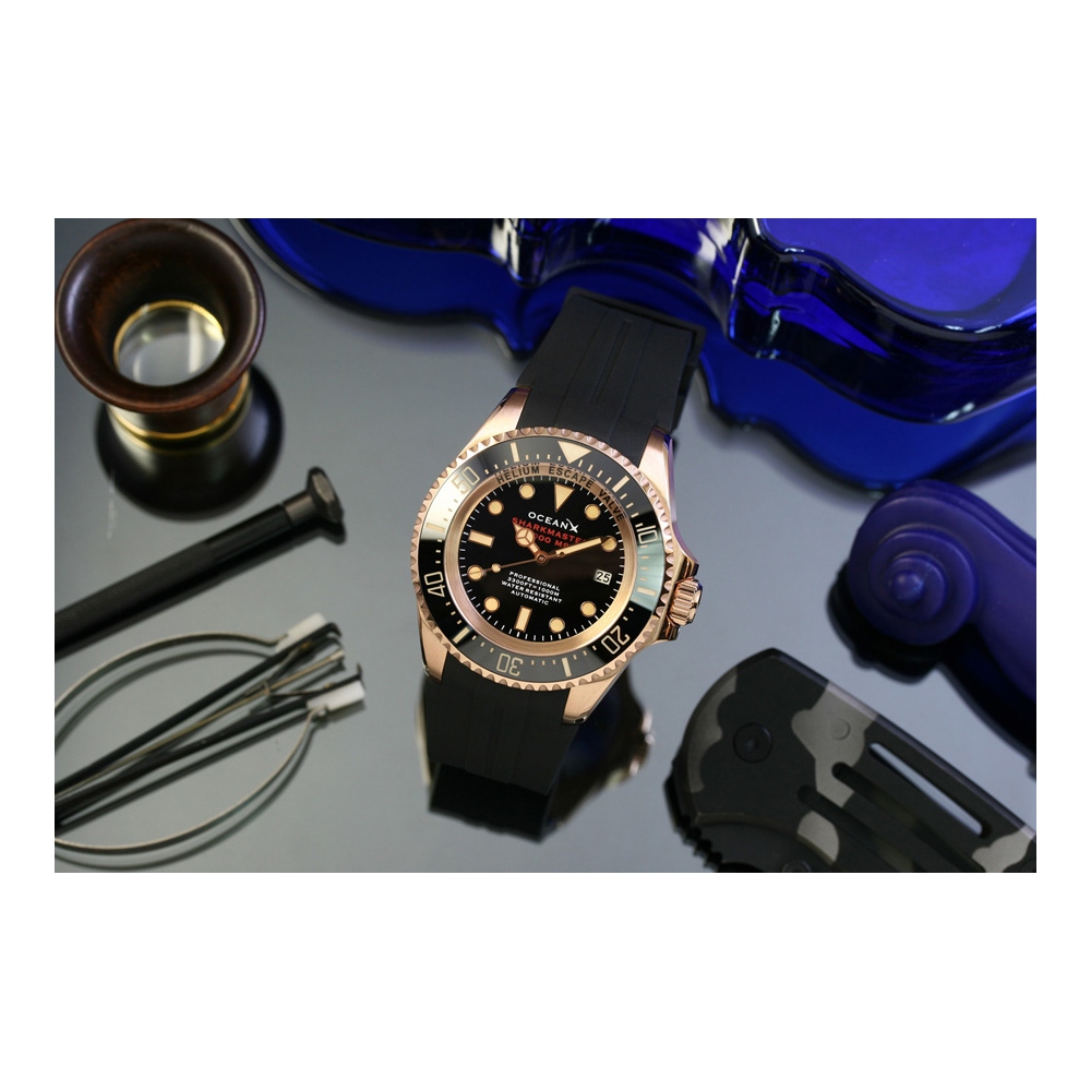 OceanX Sharkmaster 1000 M9 Rose Gold 44mm Men's Diver Watch Rose Gold SMS1061M9