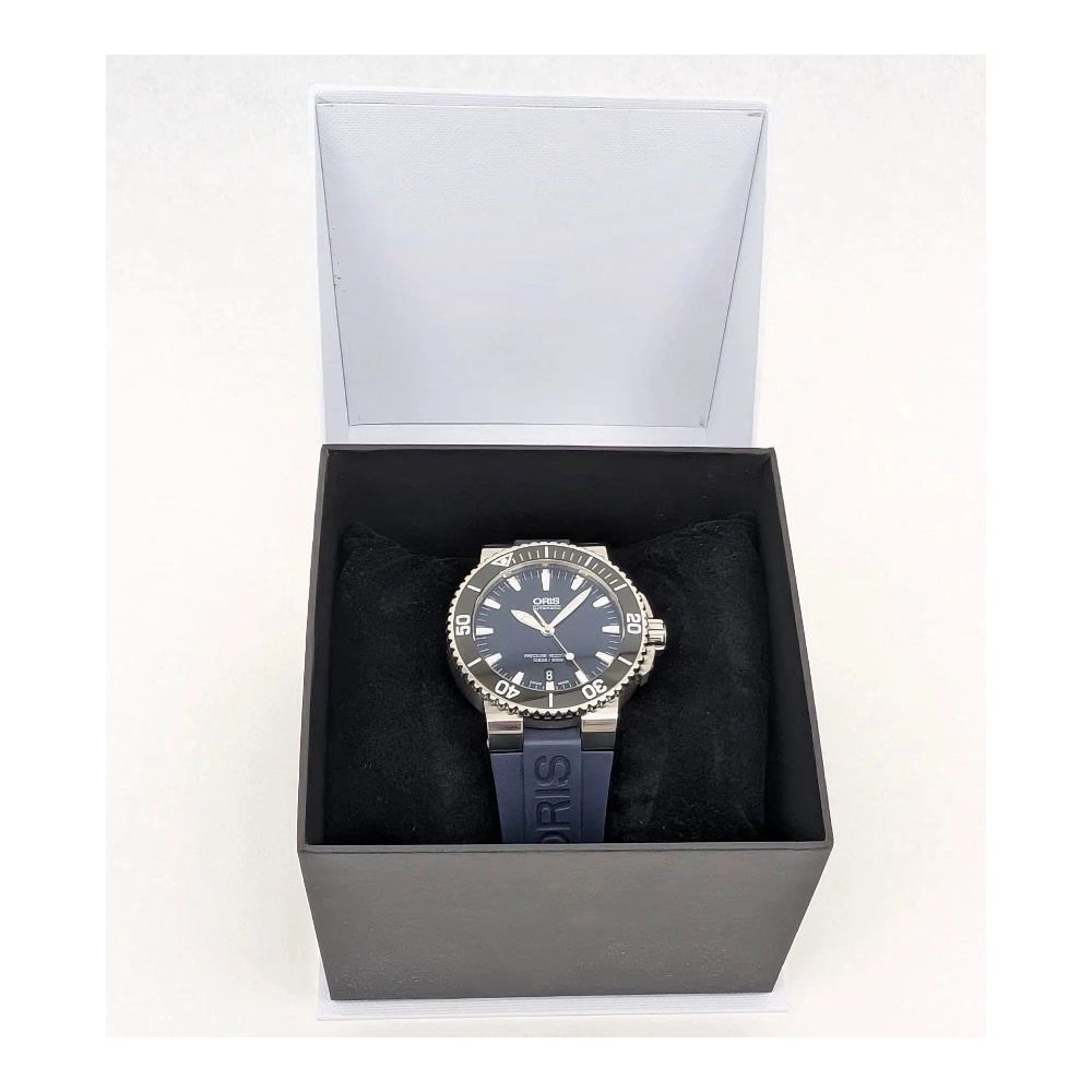 Oris Aquis Date Blue 01 733 7653 Men's Automatic 43mm Swiss Watch Rubber Strap