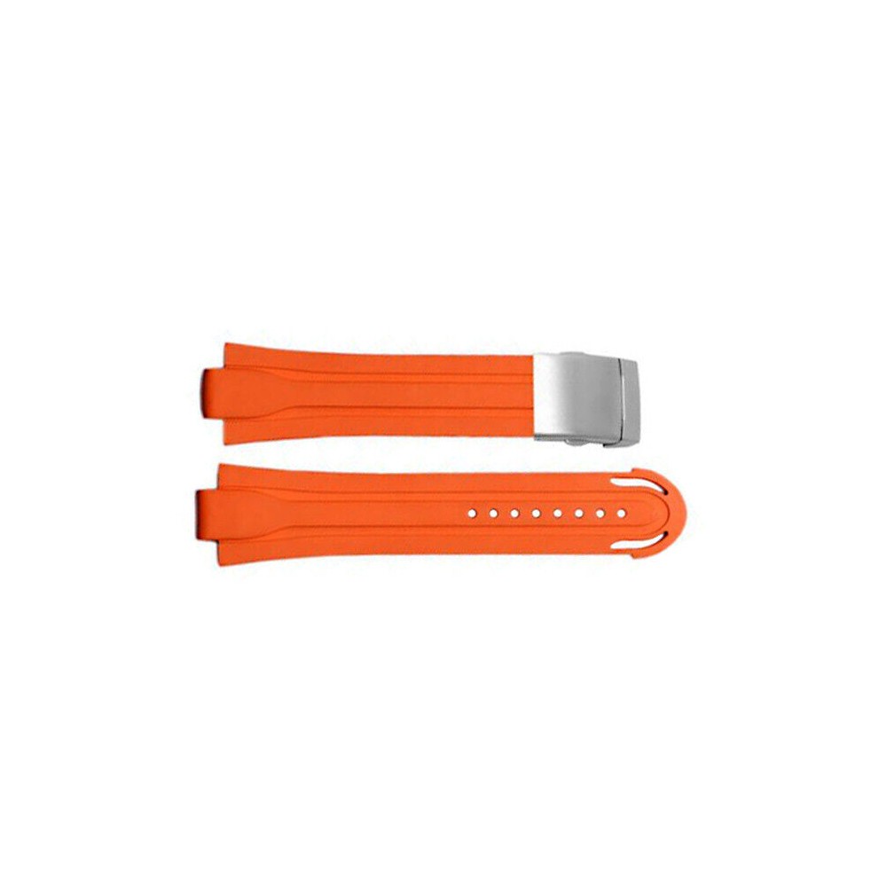 Chronotiempo Orange Silicone Watch Band Strap Oris Aquis 7653 24mm 12mm Lug End