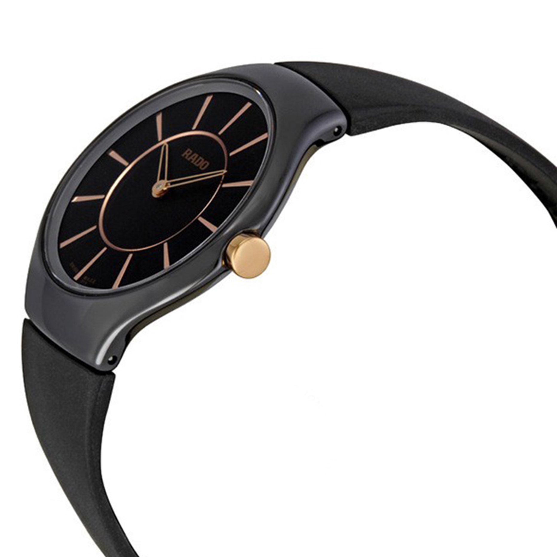 Rado Thinline 30mm Ladies Swiss Watch Black Ceramic Case/Black Dial R27742159