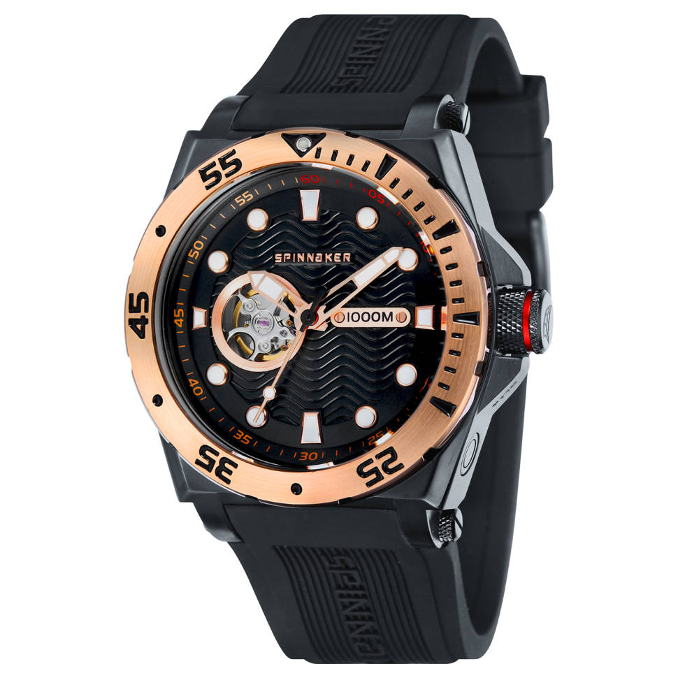 Spinnaker Overboard 1000M Automatic Black Rose Gold Watch