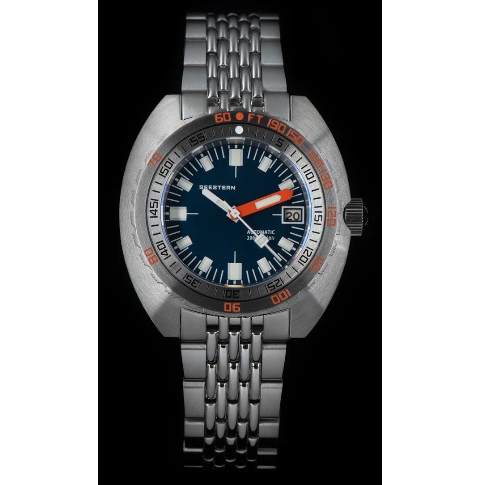 Seestern Dark Blue Vintage Sub 300 42mm Automatic Men's Diver Watch NH35A WR200