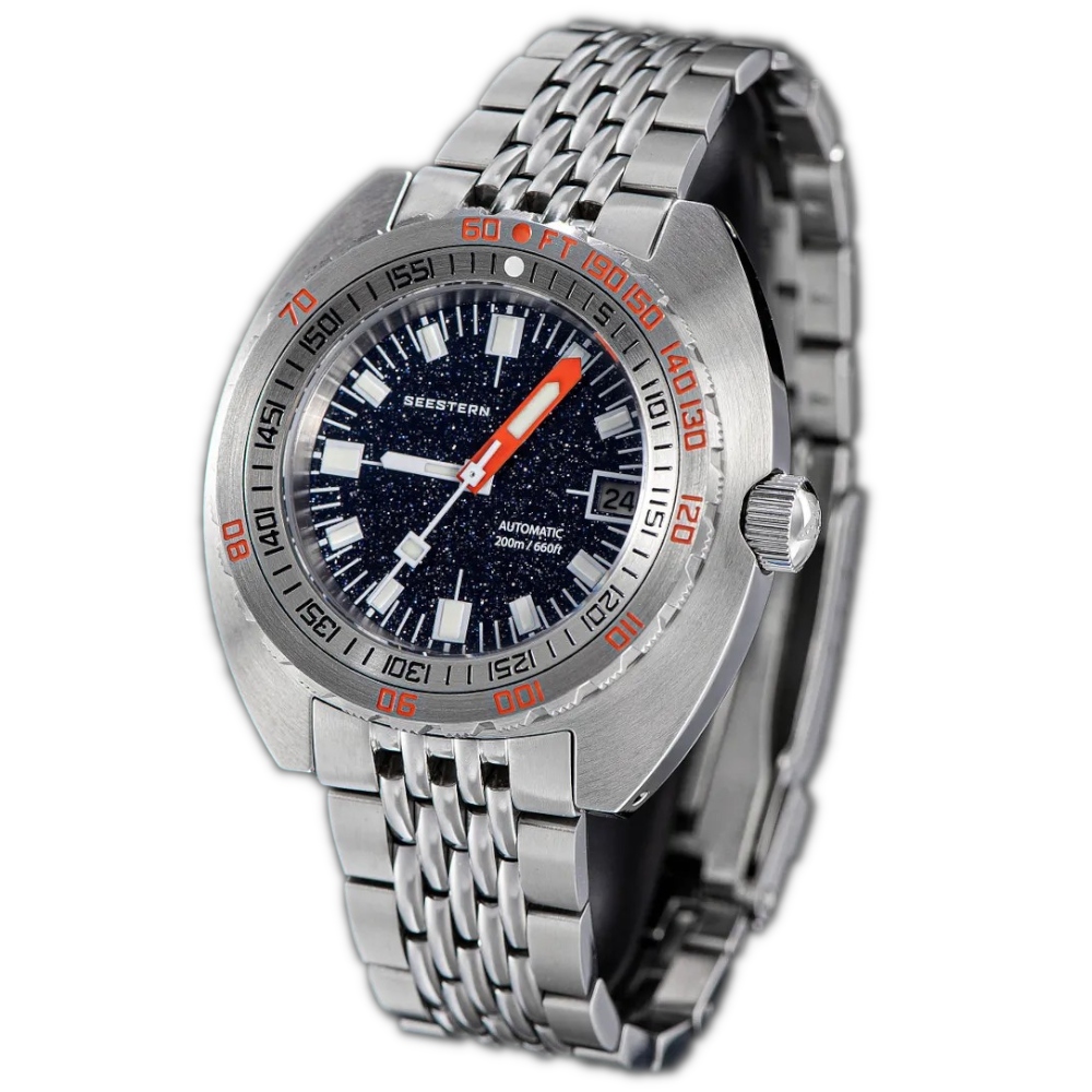 Seestern S406 Aventurine Stone Automatic Man Diver Watch 42 mm V4 NH35A WR200