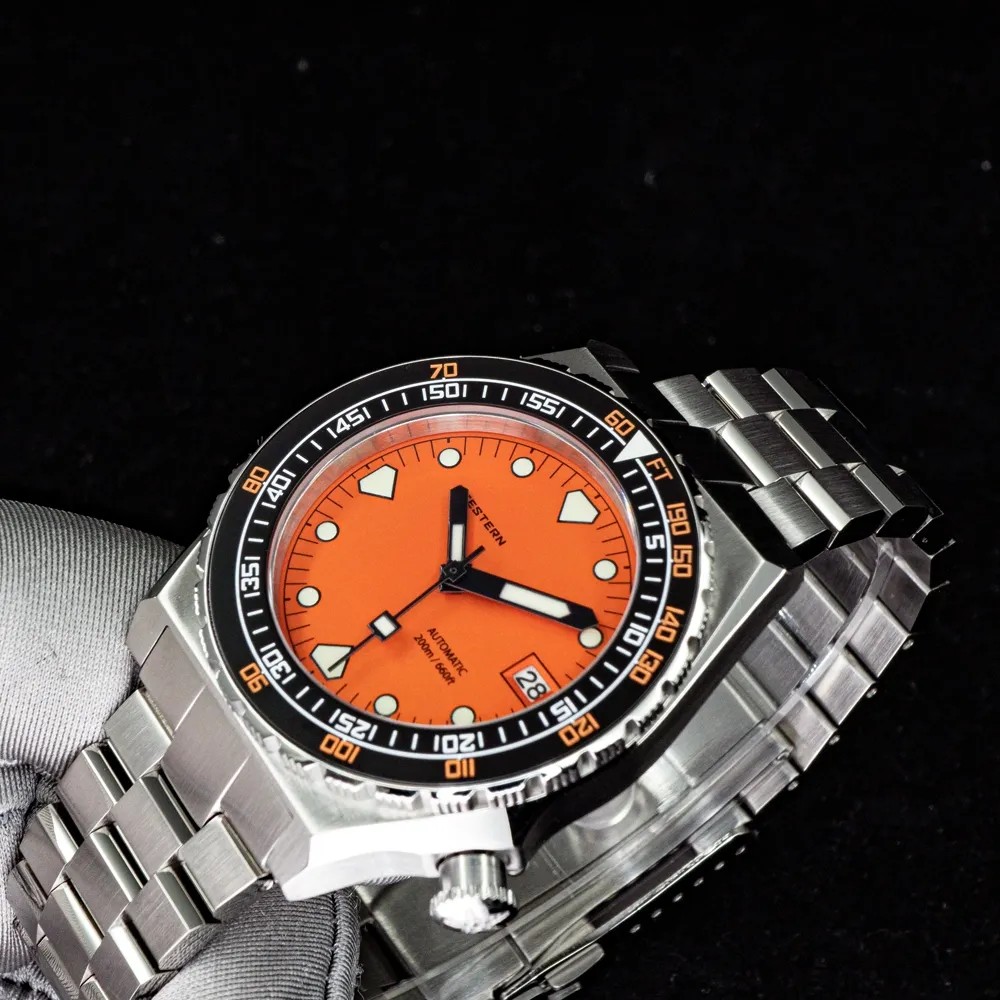 Seestern Vintage Sub 600T Orange Ceramic 40mm Automatic Men's Diver Watch NH35A WR200