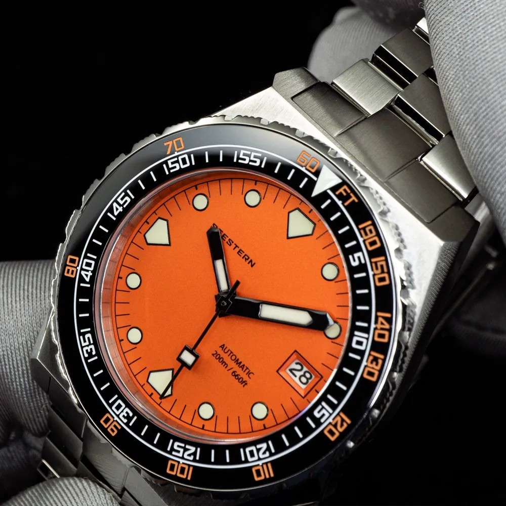 Seestern Vintage Sub 600T Orange Ceramic 40mm Automatic Men's Diver Watch NH35A WR200