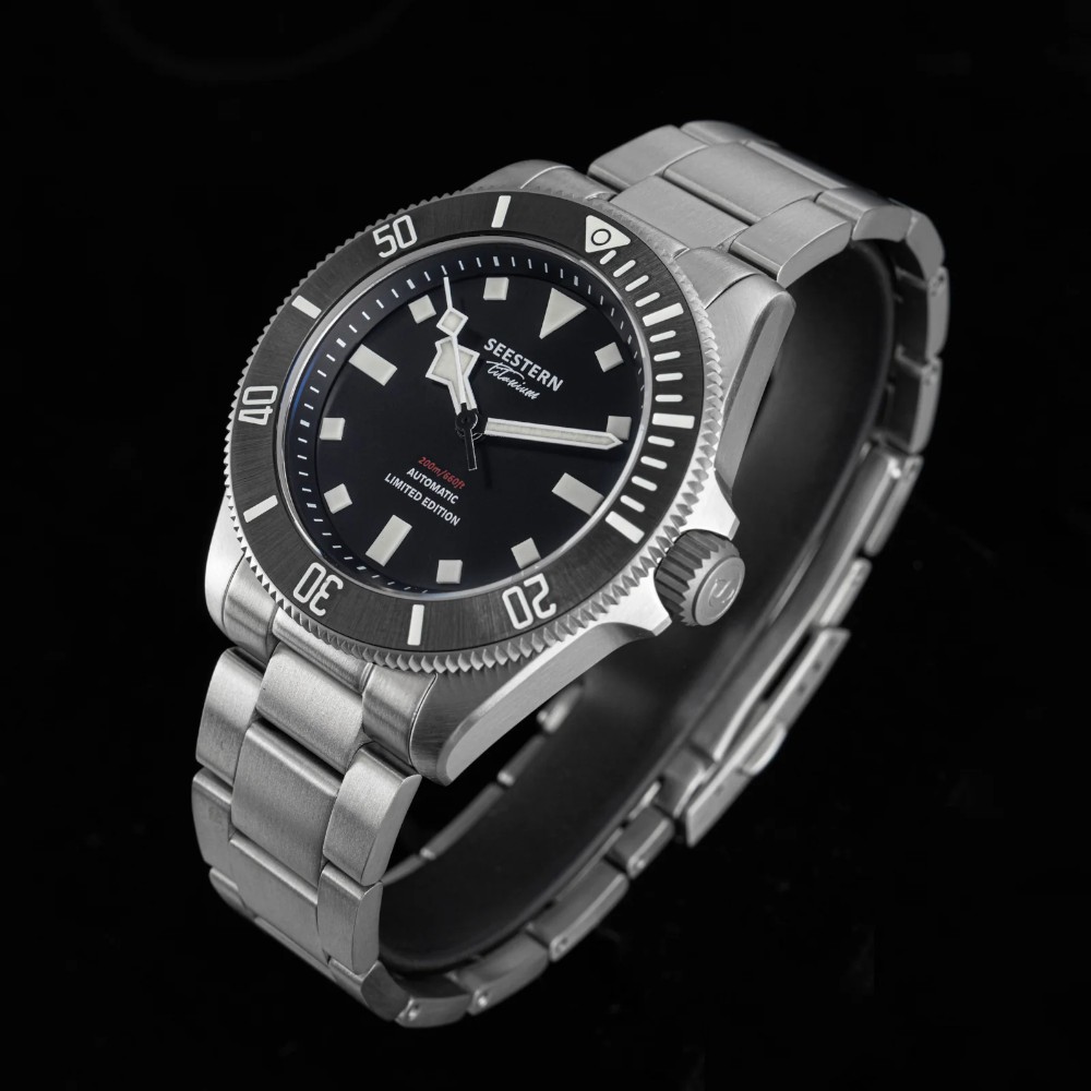 Seestern S430 Titanium Black Professional 39mm Diver Mens Seiko NH38 Automatic Watch