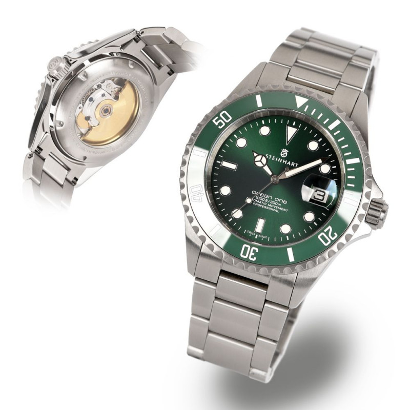 Steinhart Ocean One Green Ceramic 42mm Swiss Automatic Diver Watch 103-1063