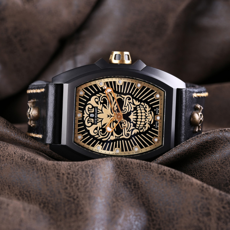 Steinhart Automatic Men's Swiss Watch BARRIQUE Skull black Limited Edition 111pcs - No. 65