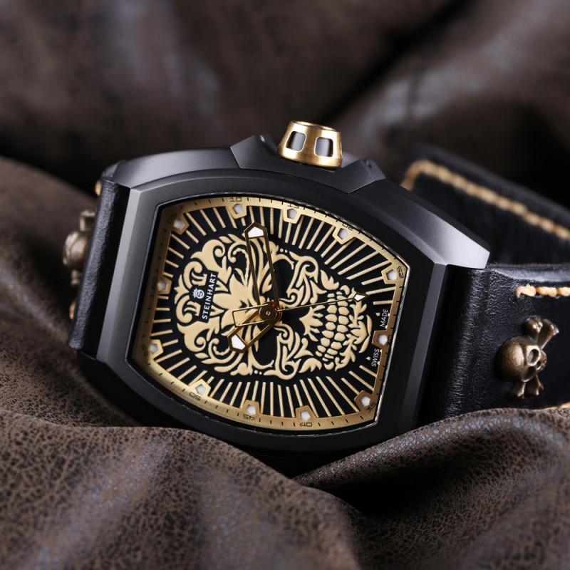 Steinhart Automatic Men's Swiss Watch BARRIQUE Skull black Limited Edition 111pcs - No. 65