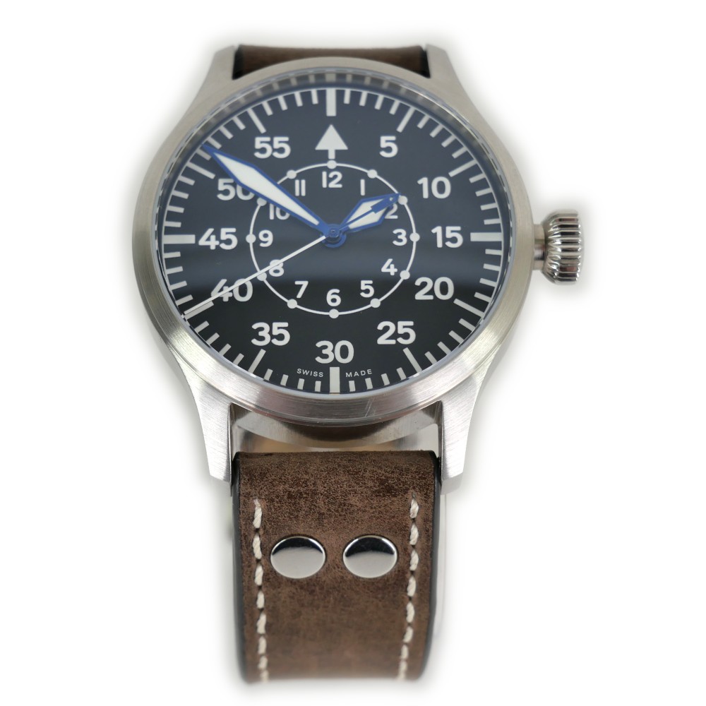 Steinhart Nav B-Uhr 44mm B-Muster Automatic Men's Watch Black Dial Brown Strap 107-0342