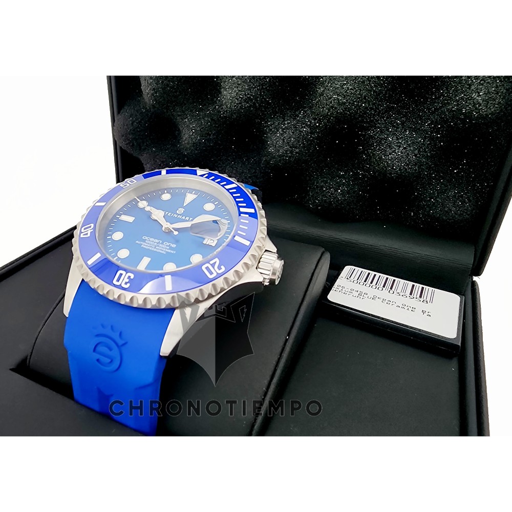 Steinhart OCEAN ONE Premium 42 Blue 106-0458 Automatic Diver Watch Rubber Strap