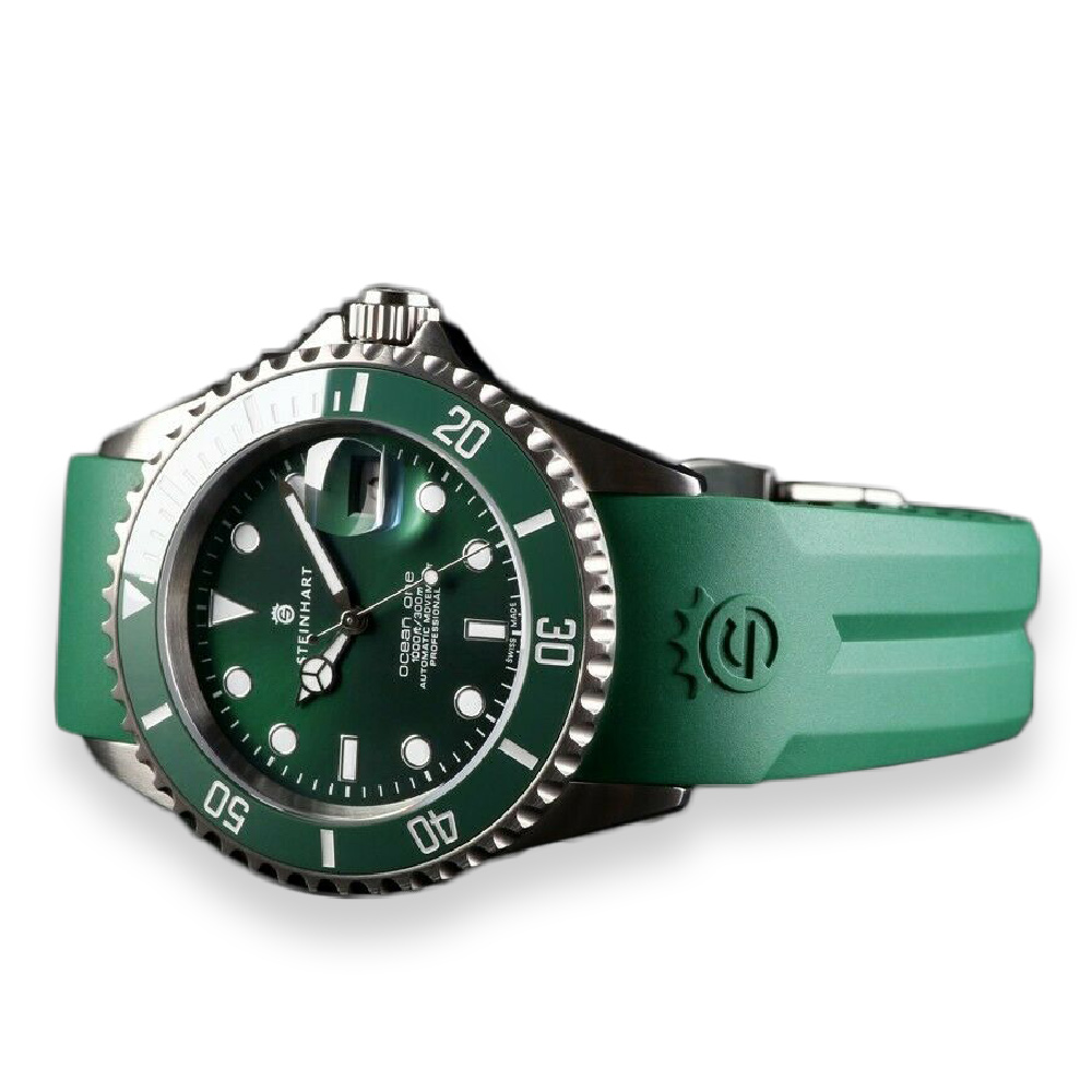 Steinhart OCEAN One Double-GREEN Ceramic premium Men's Diver Watch Green Bezel/Green Dial Silicone Strap 103-1063