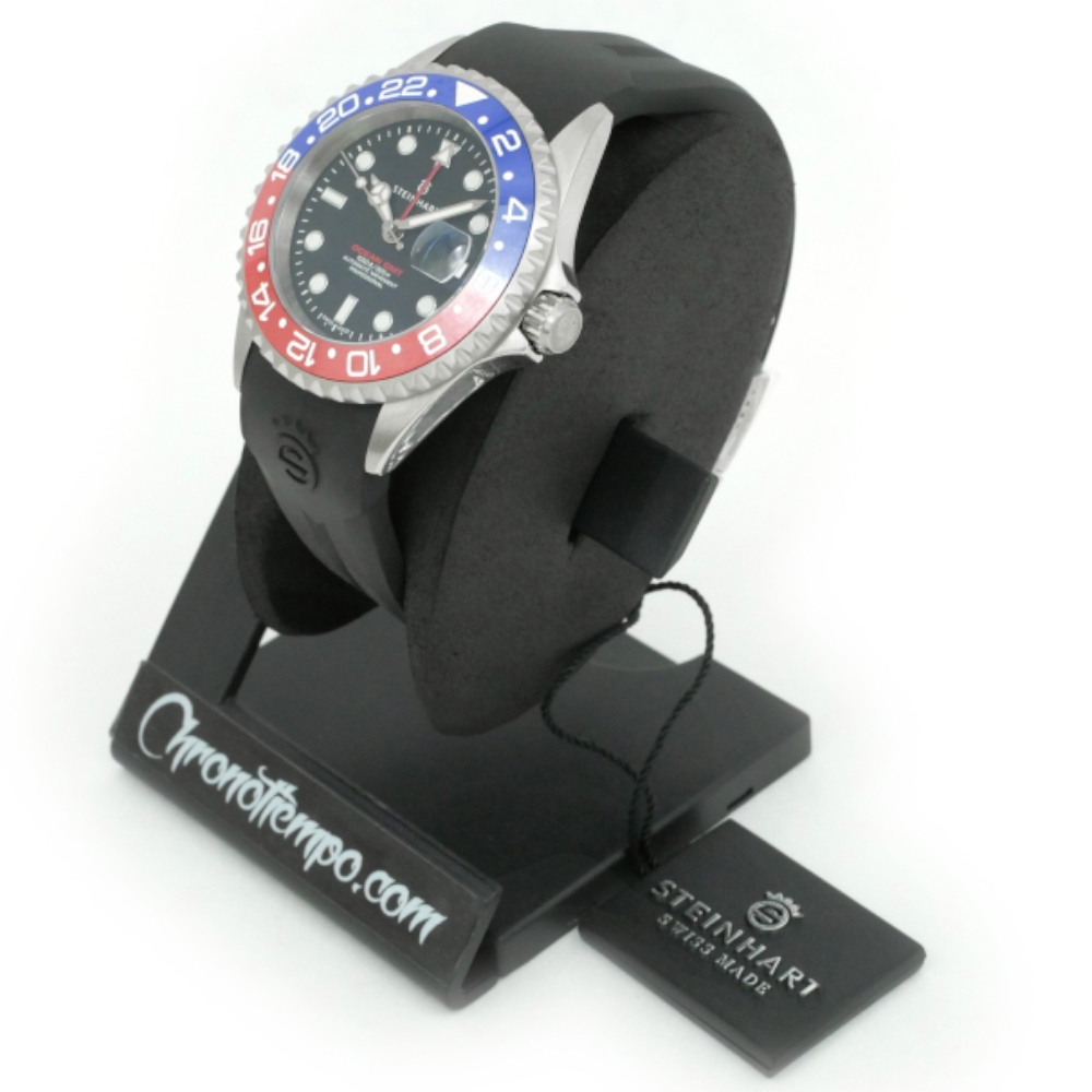Steinhart Ocean One GMT BLUE-RED. 2 Ceramic Men's Diver Watch Silicone 103-1100