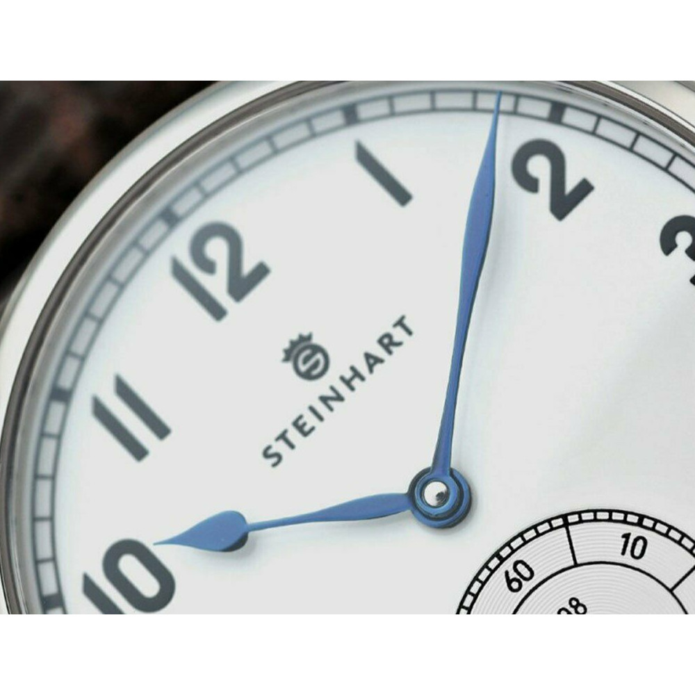 Steinhart Marine Chronometer 44 Arabic Swiss Pilot Men's Watch ETA 6498-1 WR30m White Dial/Brown Leather 105-0338