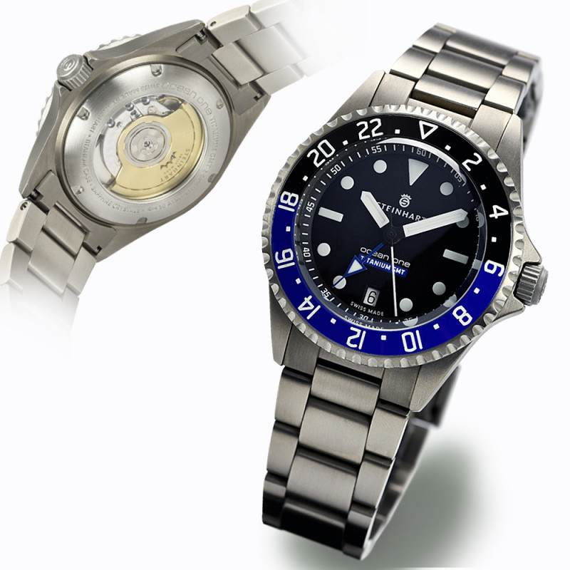 Steinhart Ocean One Titanium 500 GMT premium Ceramic Automatic Men\'s Watch 103-0662 Batman