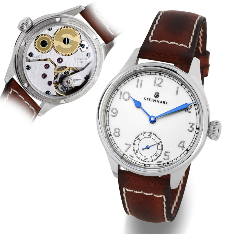 Steinhart Marine Chronometer 42 White Arabic Handwinding Men\'s Watch 105-1309