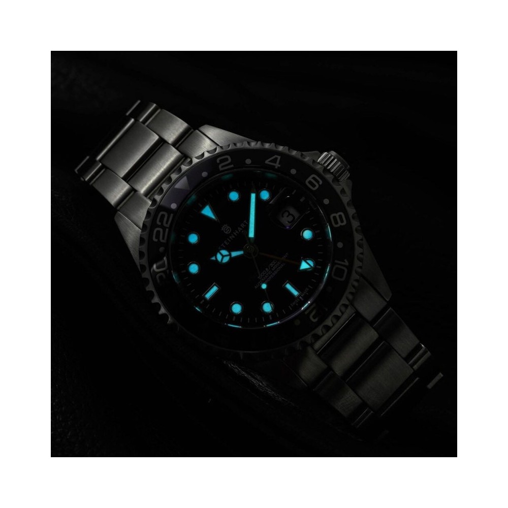 Steinhart Ocean One GMT Blue-Red 42mm Diver Watch Men's WR300 Pepsi 103-0835