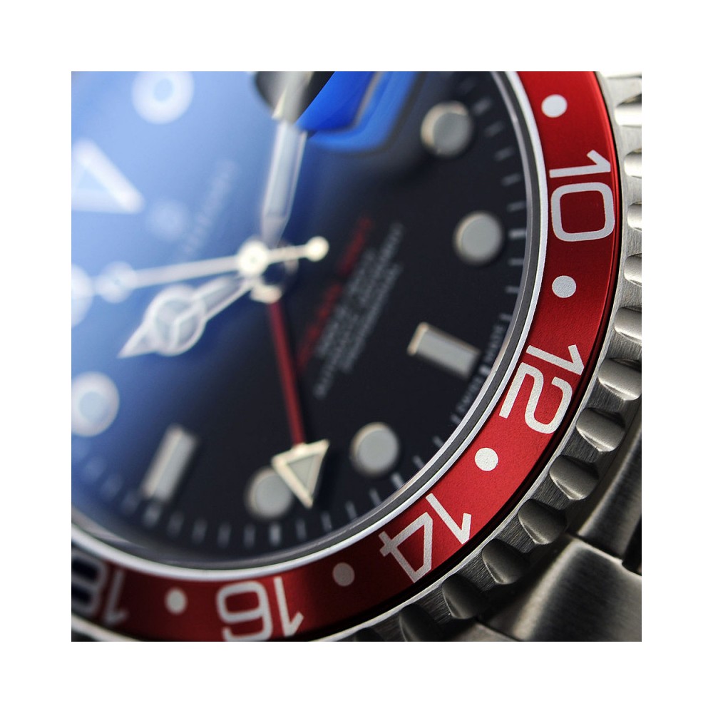 Steinhart Ocean One GMT Blue-Red 42mm Diver Watch Men's WR300 Pepsi 103-0835