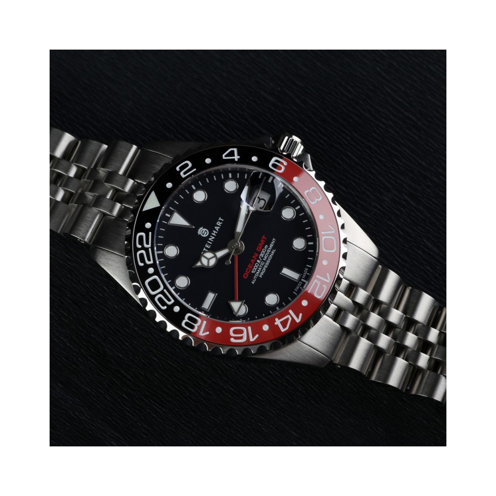 Steinhart Ocean 39 GMT.2 BLACK-RED Ceramic Diver Watch Men's WR300 103-1154