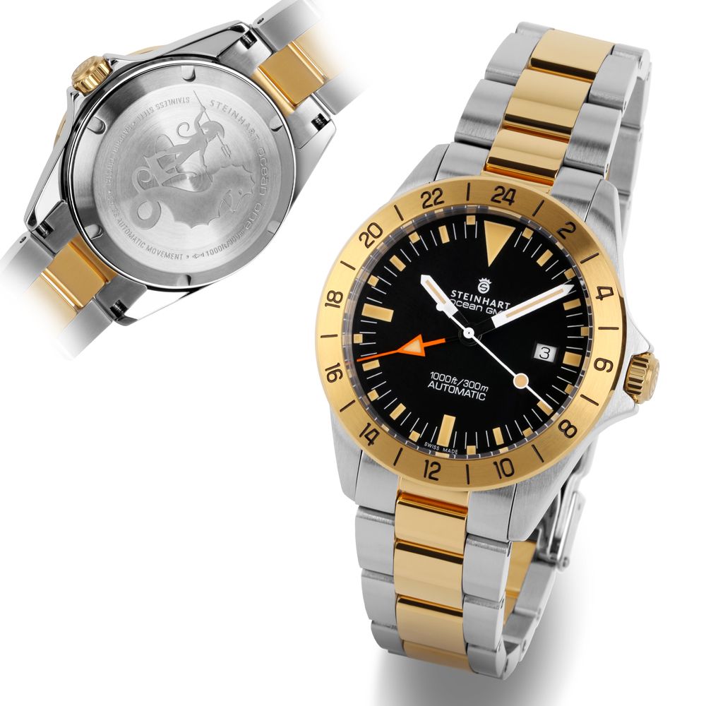 Steinhart Ocean One vintage GMT Two-Tone Gold 42mm Men Diver Watch SW330-2 103-1319
