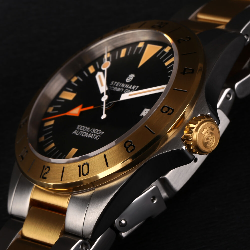 Steinhart Ocean One vintage GMT Two-Tone Gold 42mm Men Diver Watch