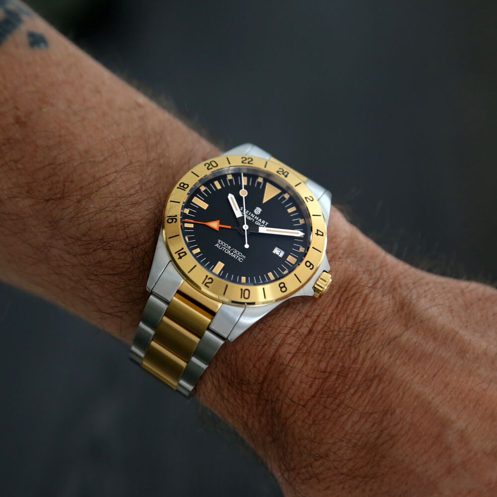 Steinhart Ocean One vintage GMT Two-Tone Gold 42mm Men Diver Watch