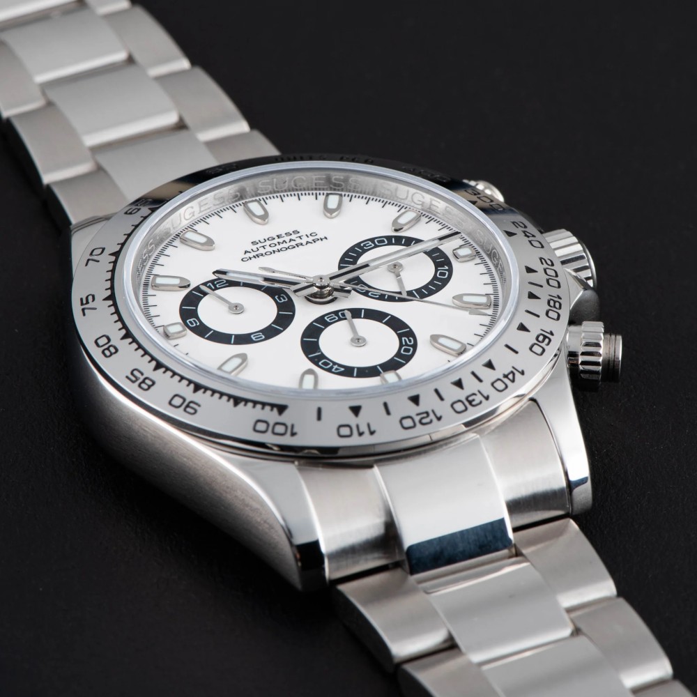 Sugess Top Chronometer Panda 40mm SU005DAY ETA7750 Men Watch WR100 S418-Panda White