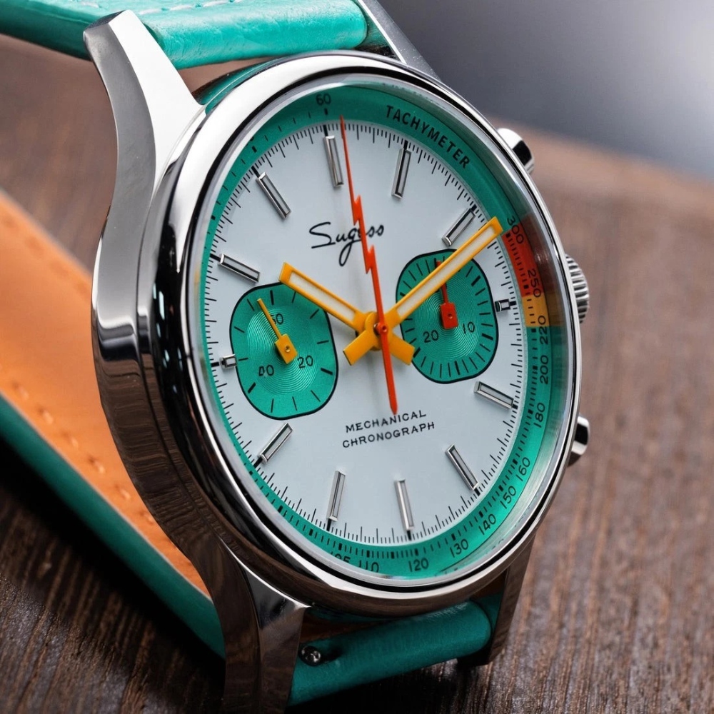 Sugess Chrono Heritage Men Chronograph Watch Teal Green Panda Sapphire S387.02.T