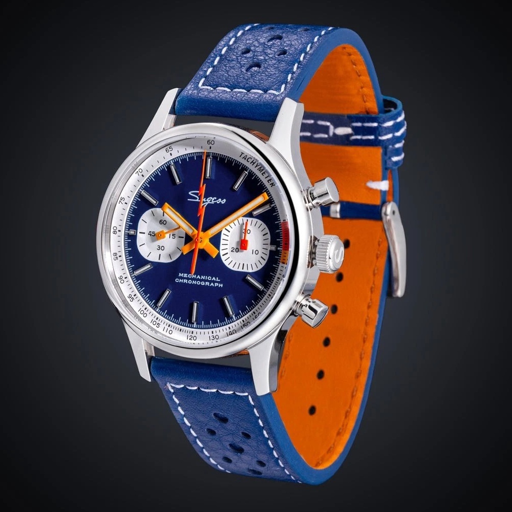 Sugess Chrono Heritage Mens Chronograph Watch Blue Panda Sapphire S387.03.J