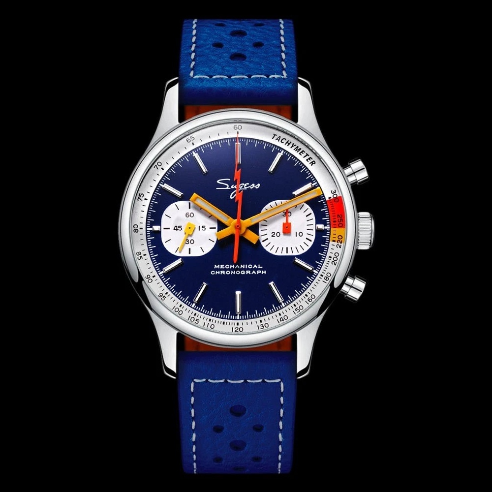 Sugess Chrono Heritage Mens Chronograph Watch Blue Panda Sapphire S387.03.J