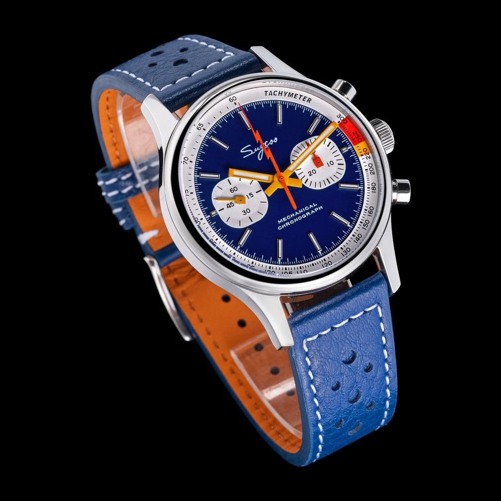 Sugess Chrono Heritage Mens Chronograph Watch Blue Panda Sapphire S387.03.J
