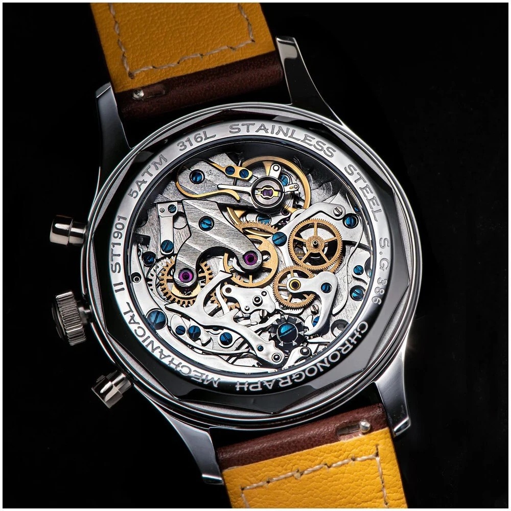 Sugess Chrono Heritage Mens Chronograph Watch Blue Panda Sapphire SUCHP007Z V2
