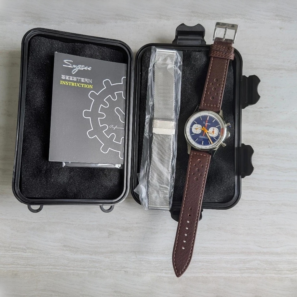 Sugess Chrono Heritage Mens Chronograph Watch Blue Panda Sapphire SUCHP007Z V2