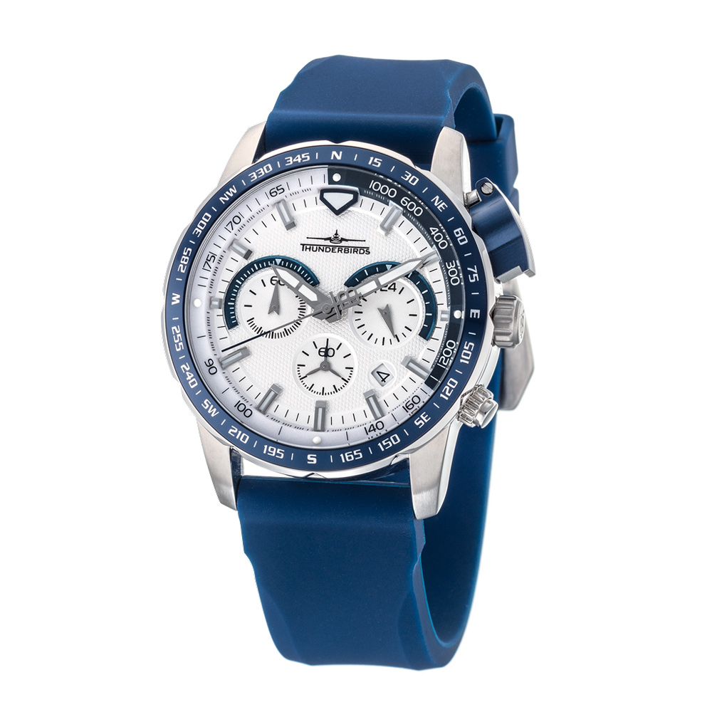 Thunderbirds German Men's Watch Silicone Strap 5ATM White Dial 45mm TB4050-04