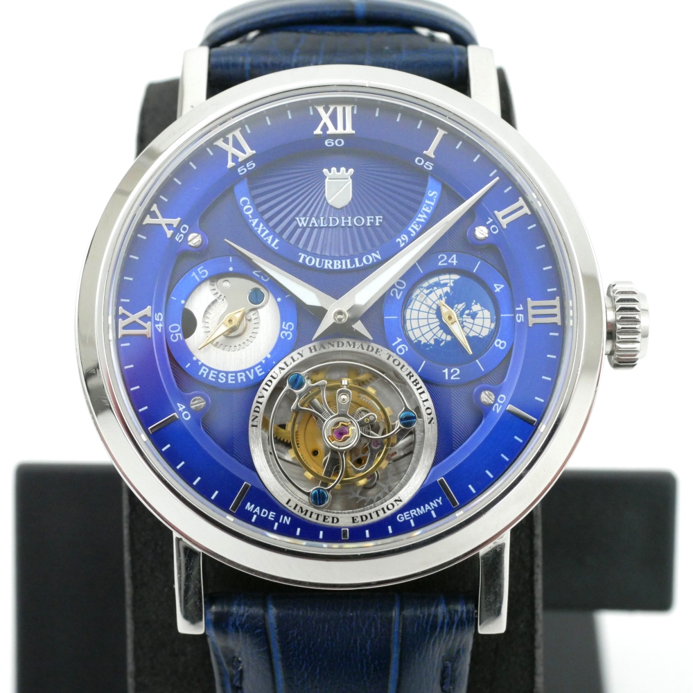 WALDHOFF Ultramatic 42.5mm Royal Blue Tourbillon Men's Watch MW705D