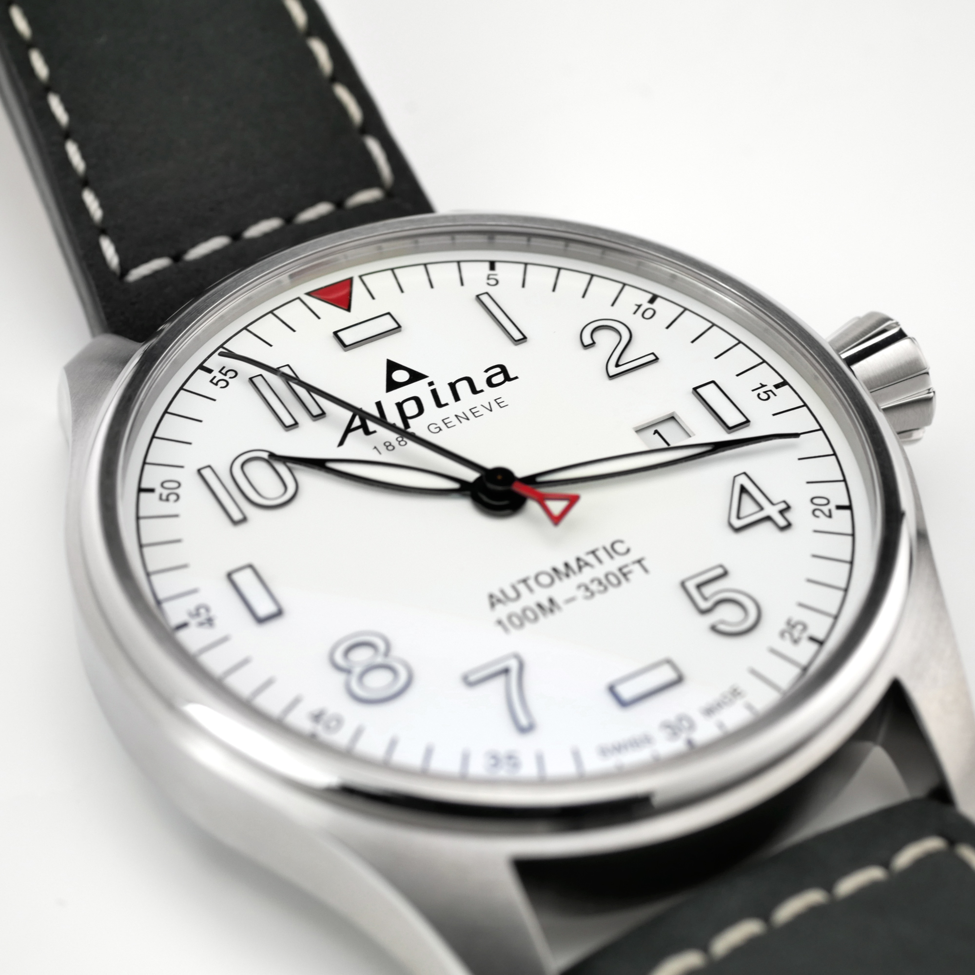 Alpina Startimer Pilot Automatic Men's Watch White Dial / Black Leather AL-525S4S6
