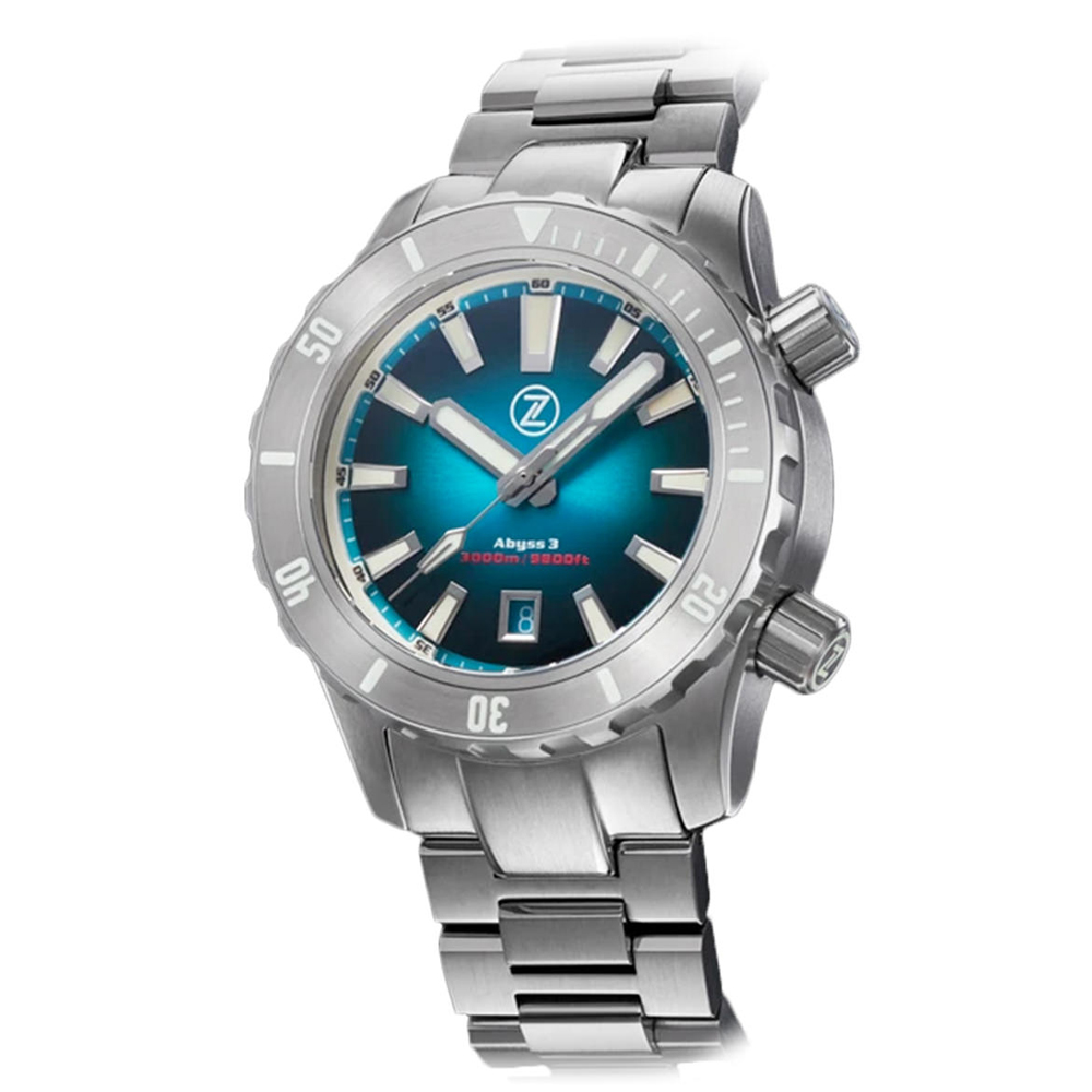 Zelos Abyss 3 3000m Steel Teal Automatic Diver Watch Swiss Sellita SW200