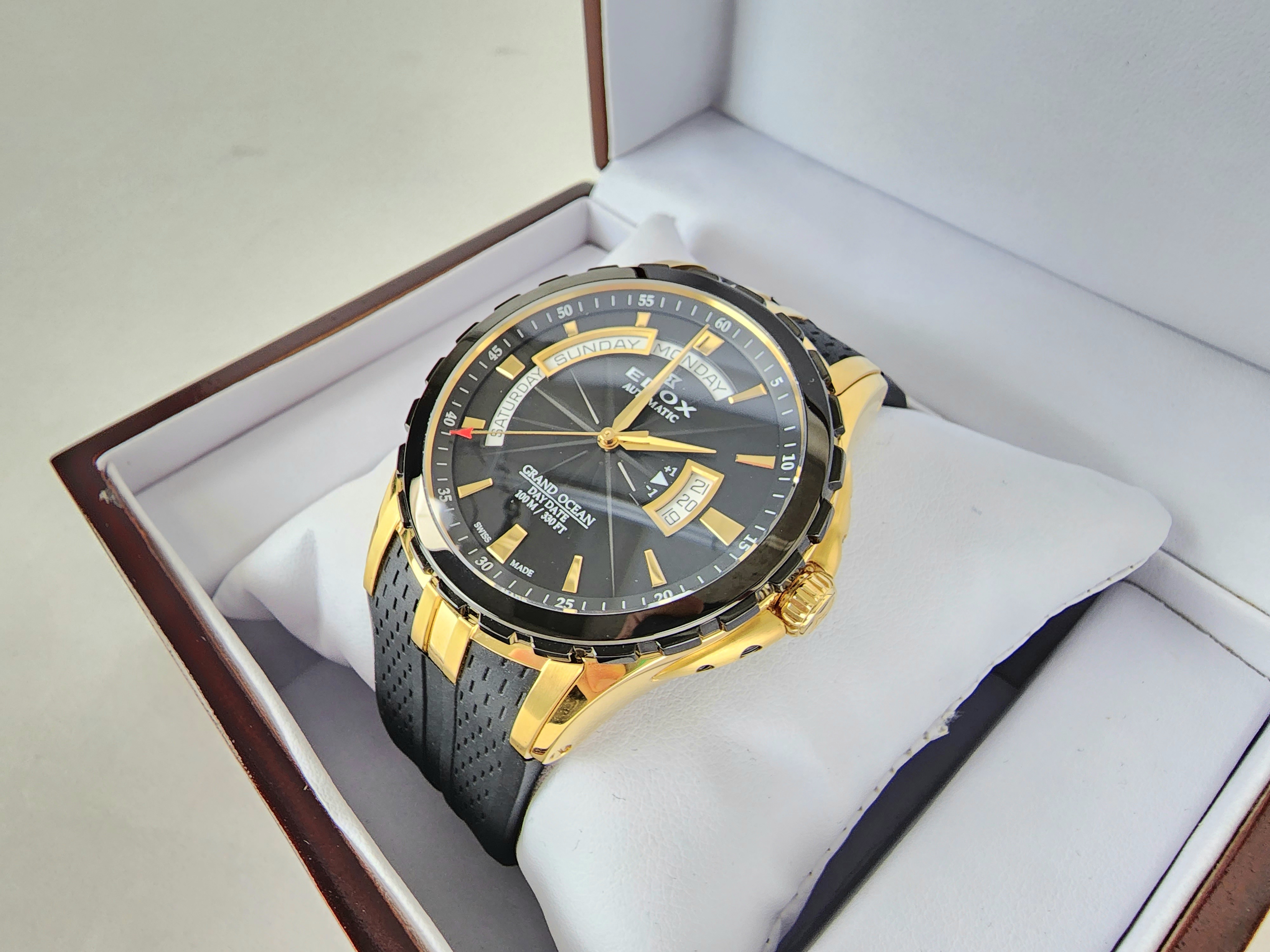 Edox Grand Ocean Automatic Black Dial Men's Watch 83006-357JNC-NID