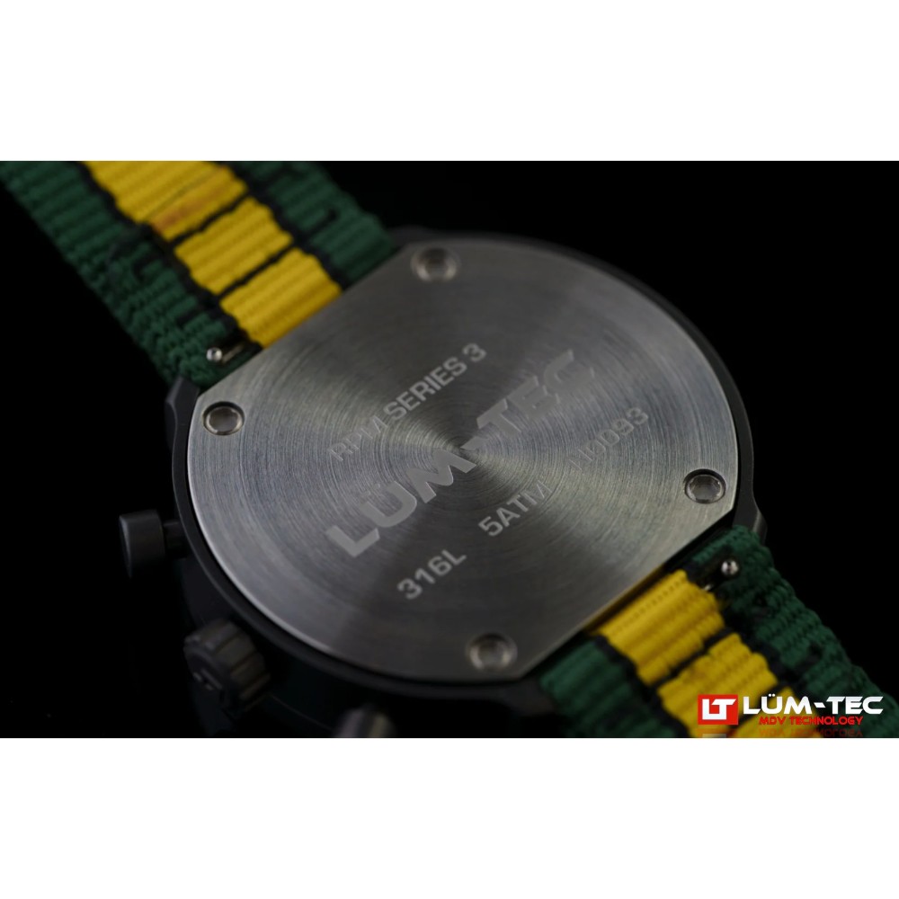 Lum-Tec RPM 3 MDV Technology 43mm Quartz Miyota OS20 Bezel Grey Dial Green Yellow