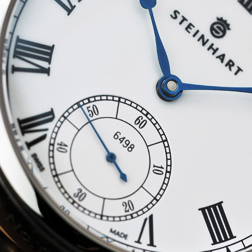 Steinhart Marine Chronometer Swiss ETA 44mm Roman White Blue Hands Watch