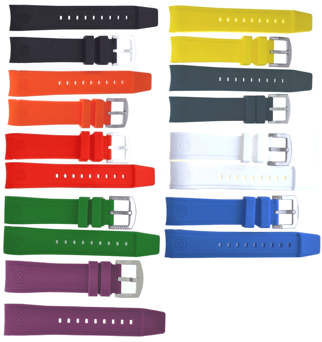 Deep Blue Silicone Curved Band Strap 22mm Master Diver Juggernaut Red Green White Orange Yellow