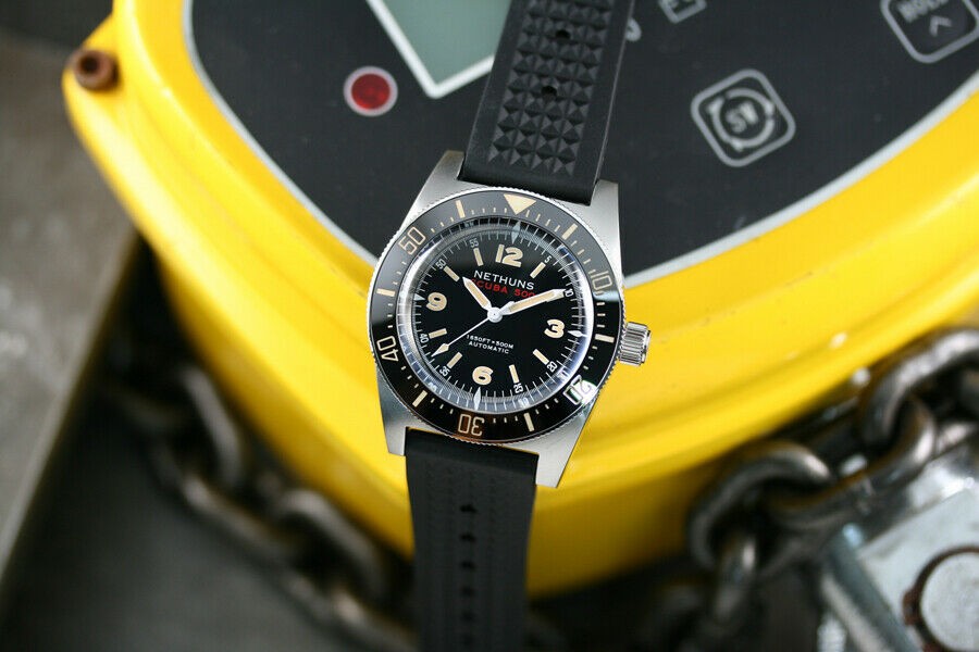 Nethuns Scuba 500 Steel Automatic Men's Diver Watch 41mm Black Dial SS531B