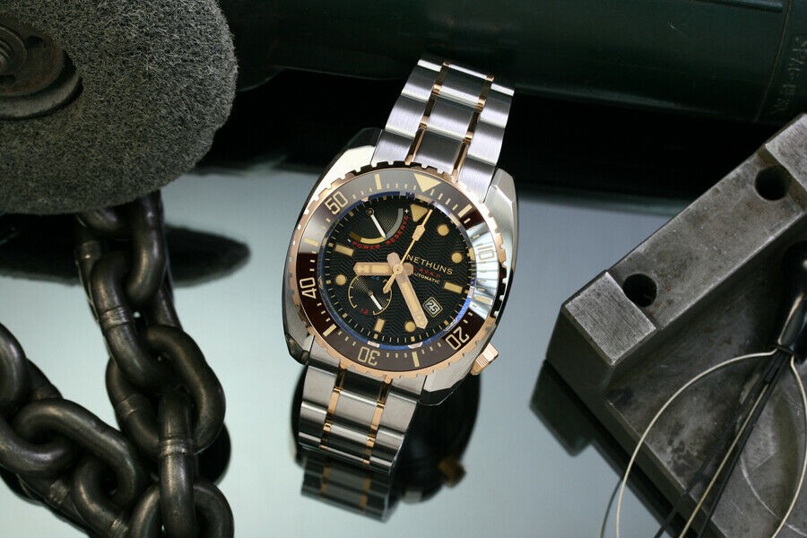 Nethuns Lava II Power Reserve Automatic Men's Diver Watch 45mm Black Dial LS-PR-221